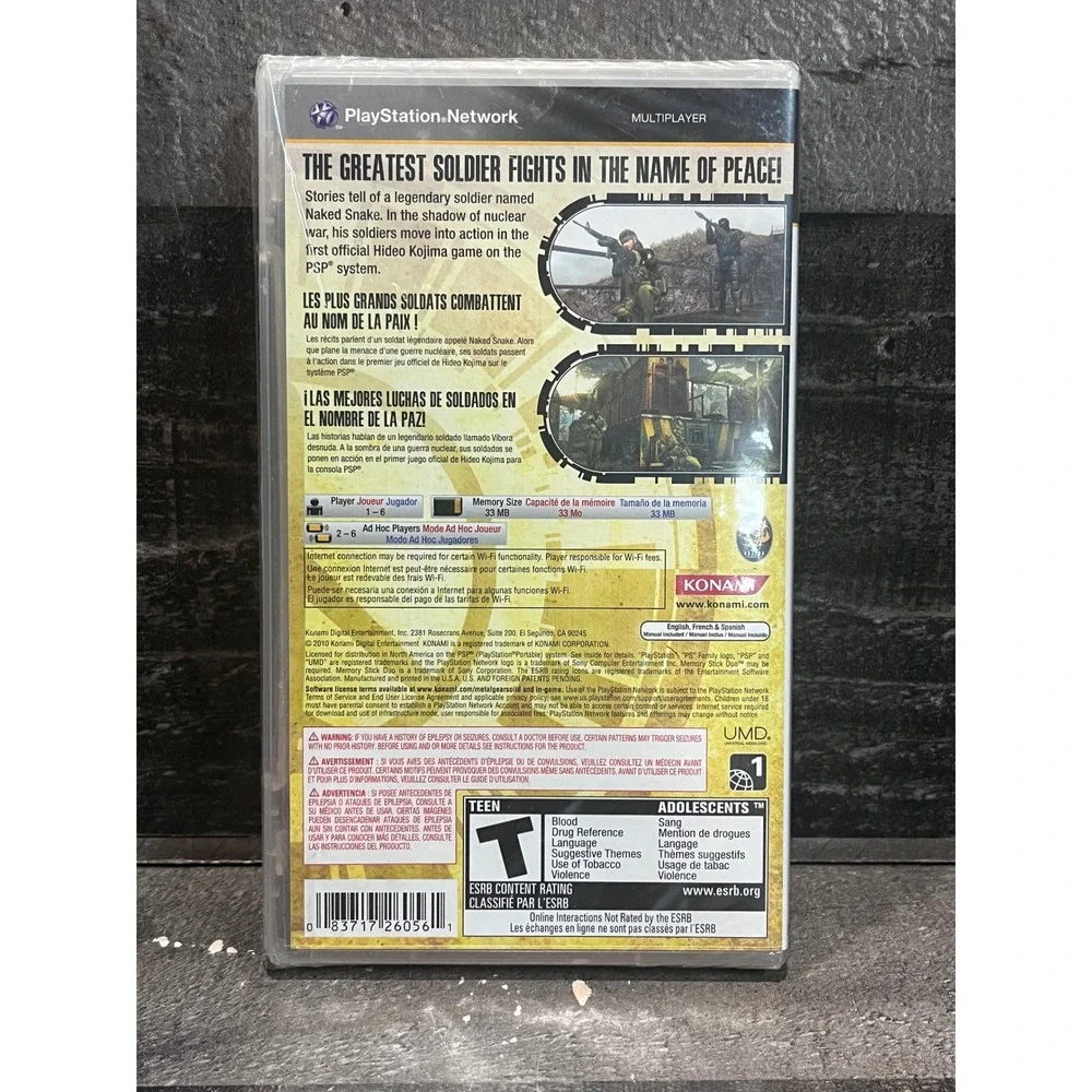 Metal Gear Solid Peace Walker Sony PSP New Sealed Konami Hideo Kojima ULUS-10509
